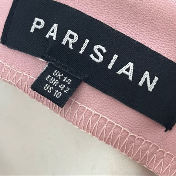 ASOS Parisian Bubblegum Pink Vegan Leather Bustier Sheer Sleeve Top 10 - Picture 8 of 11